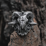 Satanic Demon Baphomet Stainless Steel Skull Ring satanic rings