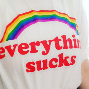Everything Sucks Rainbow Womens T-Shirt Everything Sucks Rainbow Womens T-Shirt