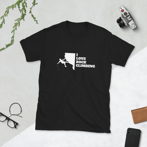 I Love Rock Climbing Shirt | Mountain Climbing Rocks Tshirt | Rock Climbing Unisex T-Shirt