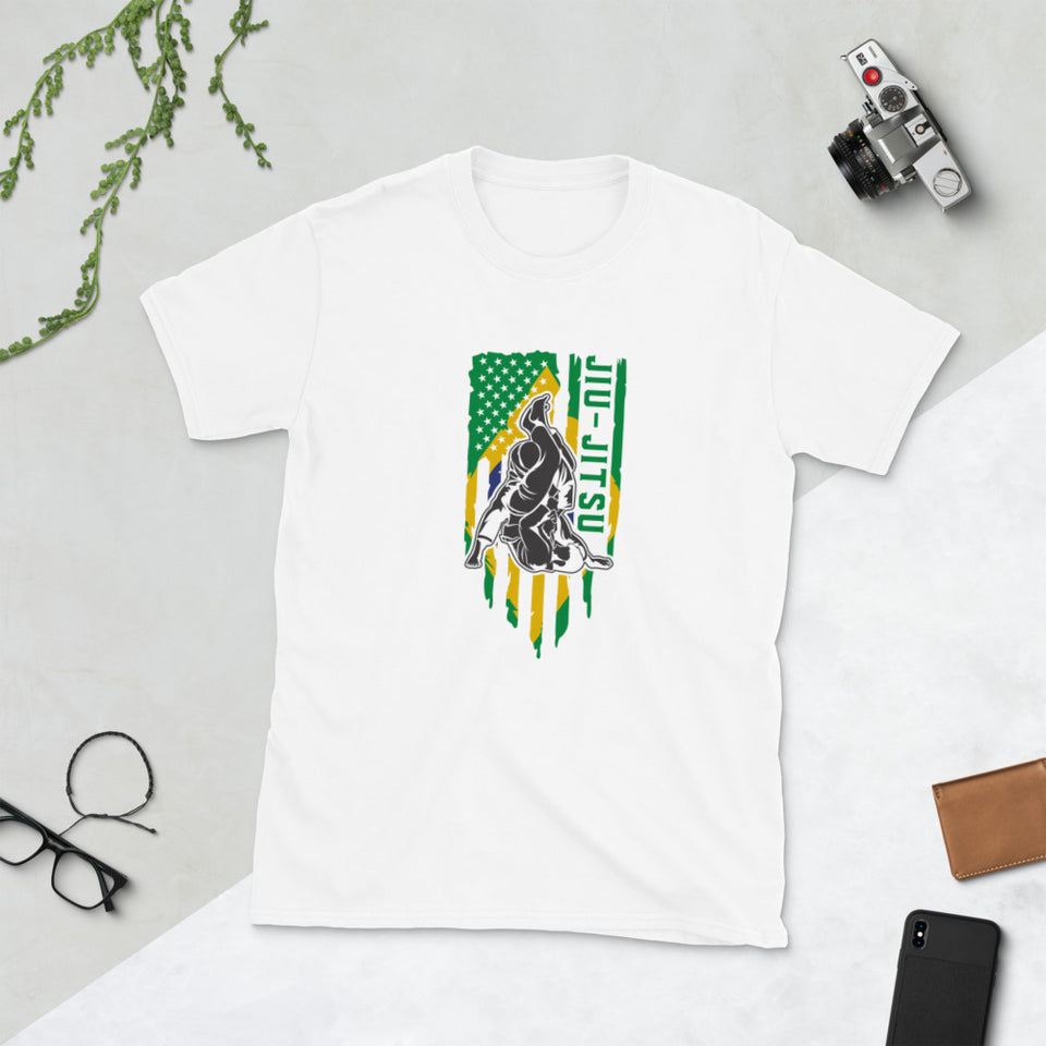 Brazilian Jiu Jitsu Brazil Flag White Shirt | BJJ Shirt | Brazilian Jiu-Jitsu Unisex T-Shirt