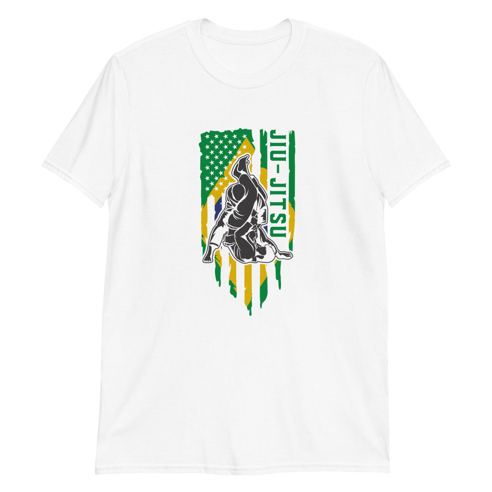 Brazilian Jiu Jitsu Brazil Flag White Shirt | BJJ Shirt | Brazilian Jiu-Jitsu Unisex T-Shirt