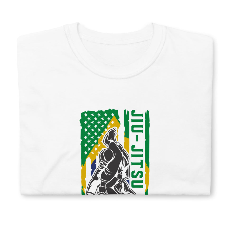 Brazilian Jiu Jitsu Brazil Flag White Shirt | BJJ Shirt | Brazilian Jiu-Jitsu Unisex T-Shirt