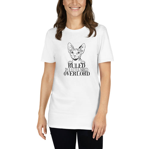 Sphynx Cat Shirt | Sphynx Cat Gifts | Ruled By A Little Naked Overlord Sphynx Cat Unisex White T-Shirt