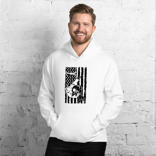 Brazilian Jiu Jitsu Flag Throw White Hoodie | BJJ Hoodie | Brazilian Jiu-Jitsu Unisex Pullover Hoodie